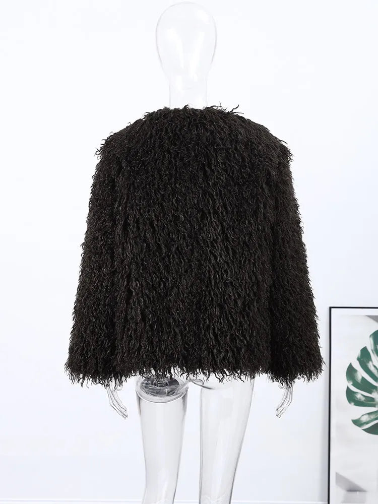 Melangé- Kunstfellmantel