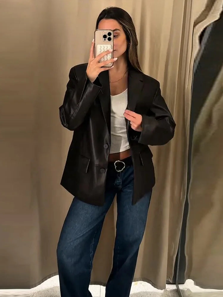 Melangé- Veganer Lederblazer