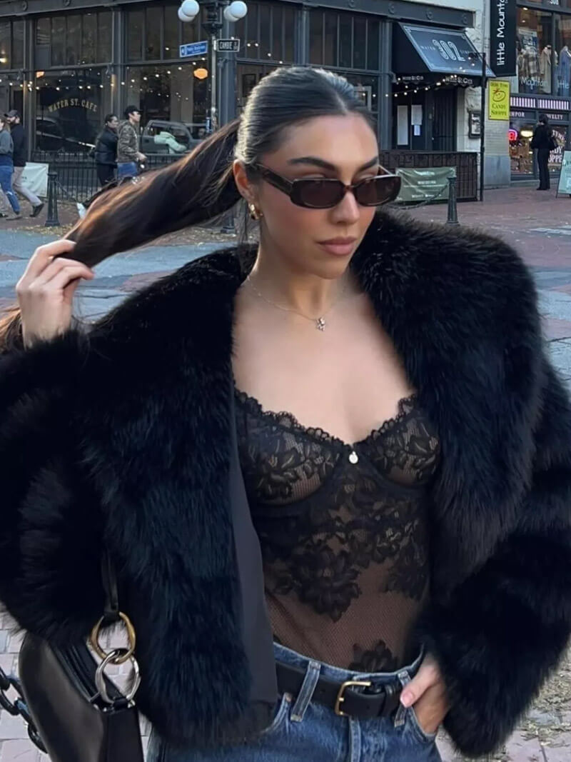 Melangé- Jenna Kunstpelz Jacke