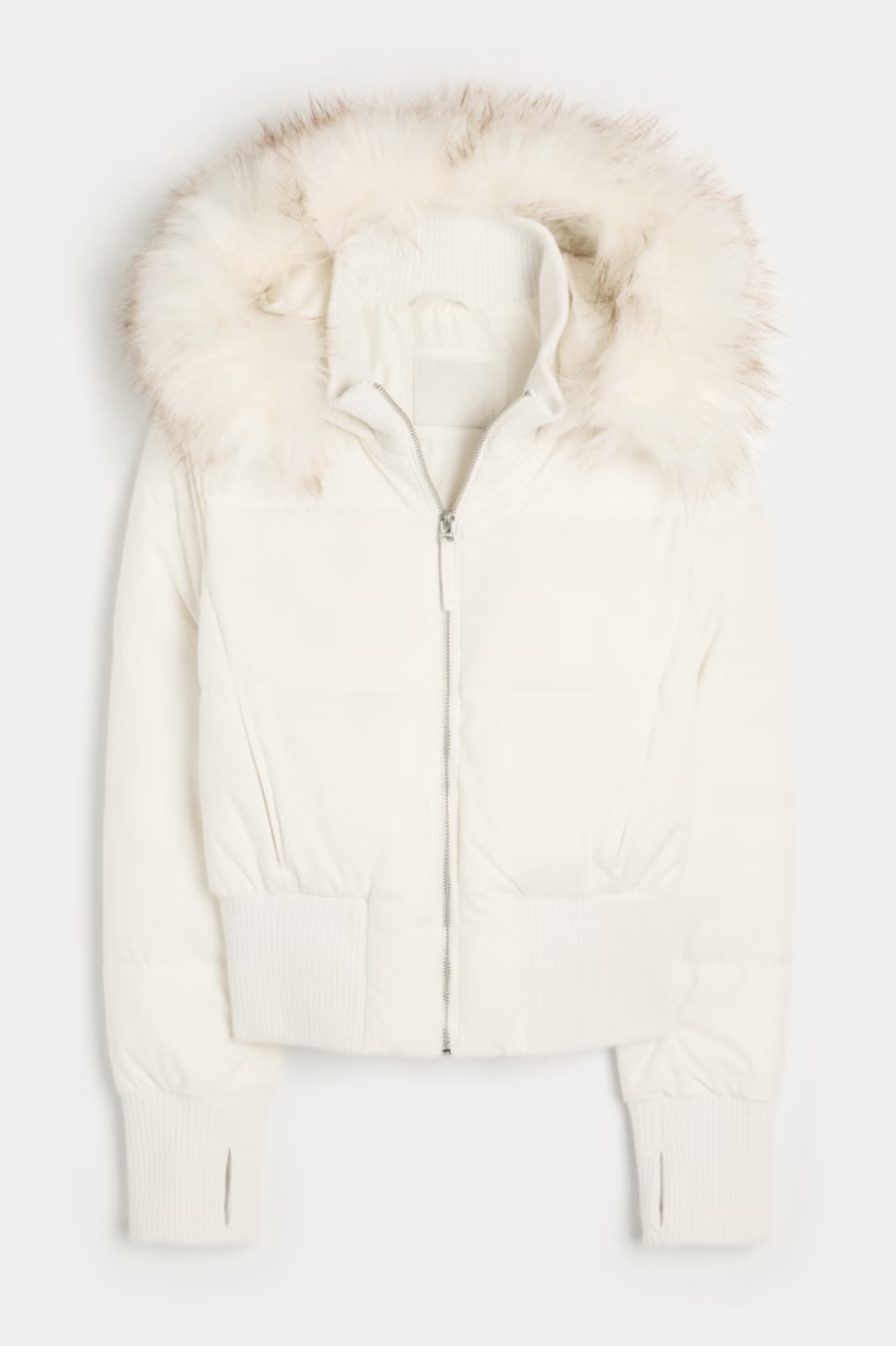 Melangé- Puffer mit Fell