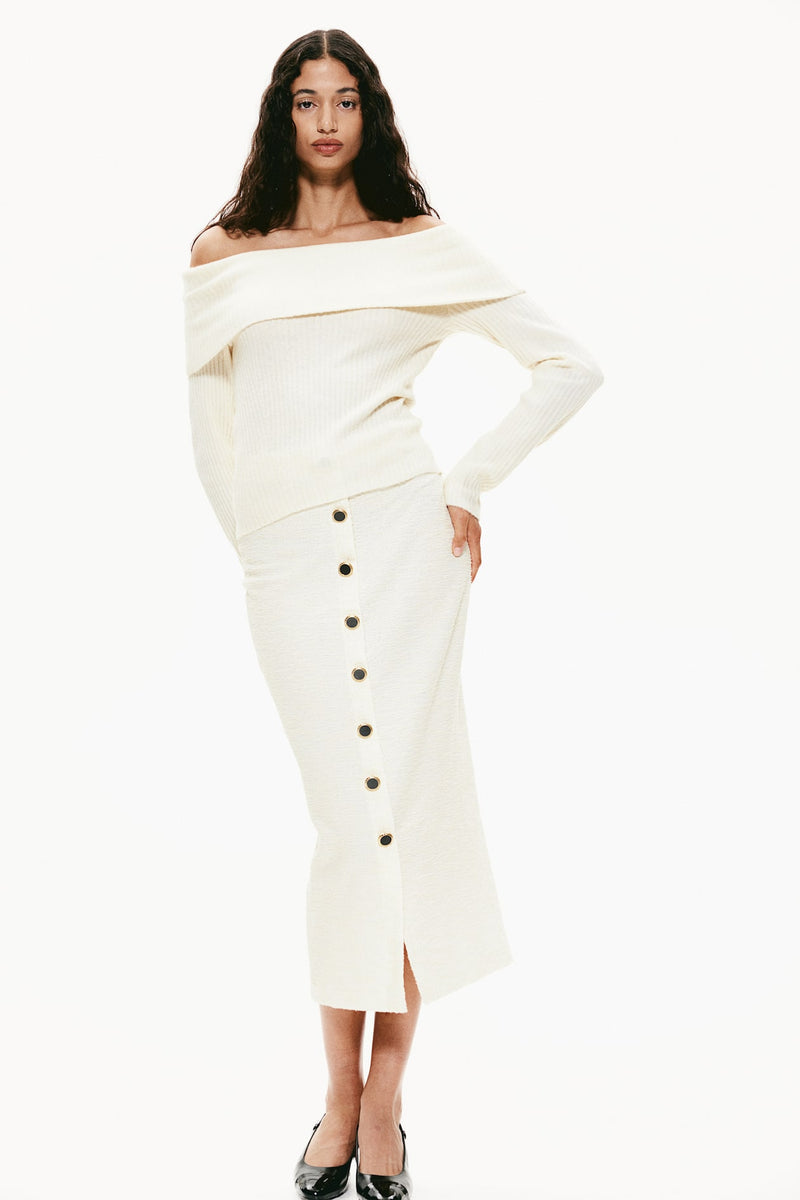 Melangé- Schulterfreier Pullover