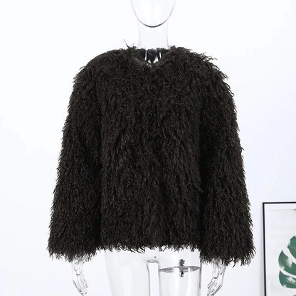 Melangé- Kunstfellmantel