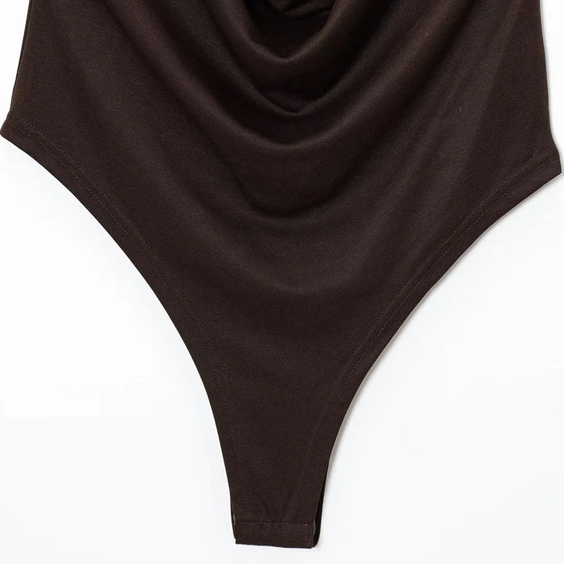 Melangé- Rückenfreier Drapierter Body