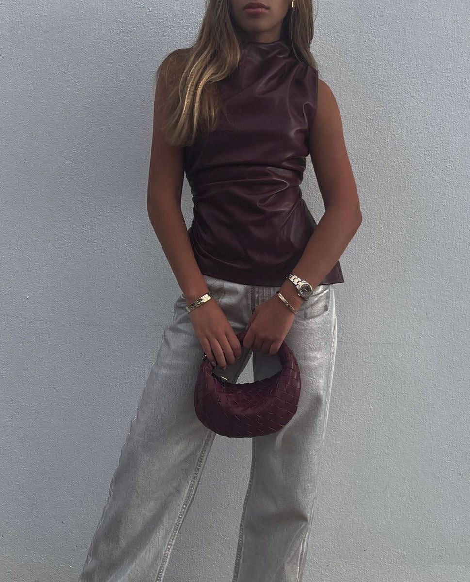 Melangé- Burgunderrotes Oberteil