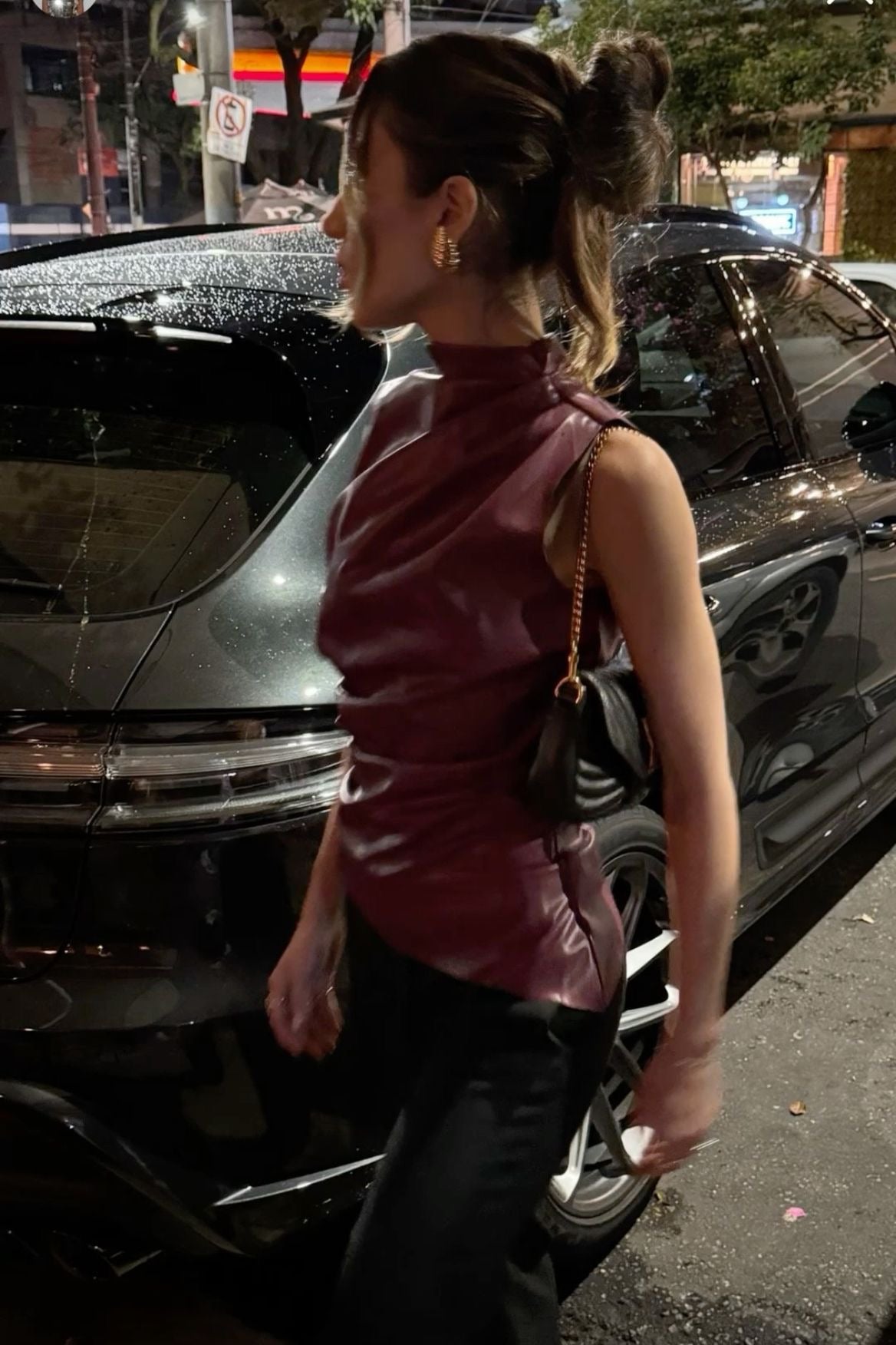 Melangé- Burgunderrotes Oberteil