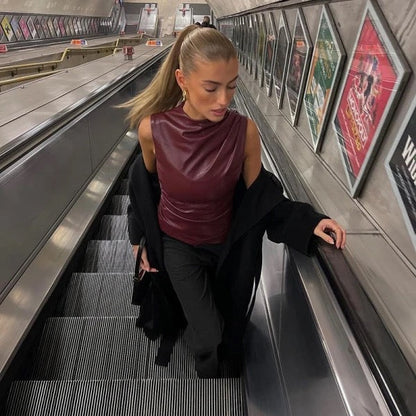 Melangé- Burgunderrotes Oberteil