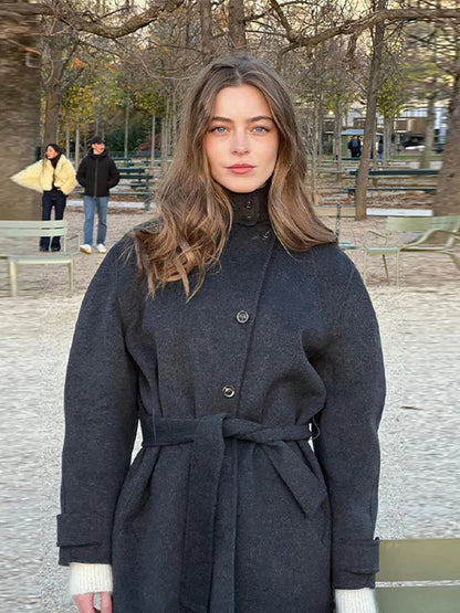 Melangé-  Stehkragen Kurzmantel