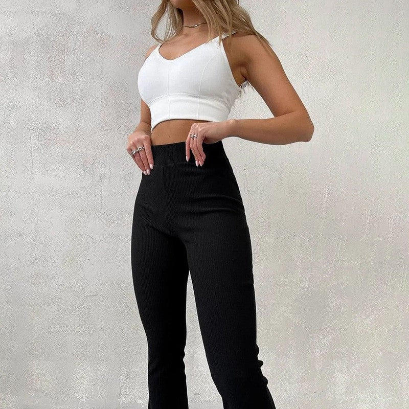 Melangé- High-Waist Elastic Long Pants