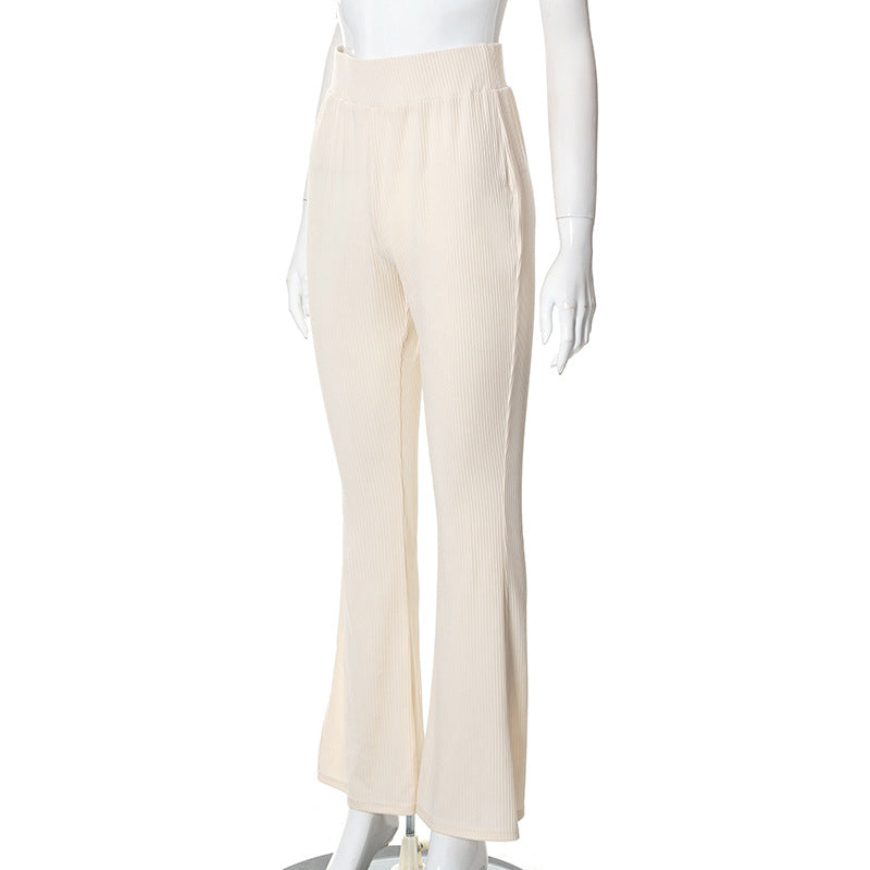 Melangé- High-Waist Elastic Long Pants