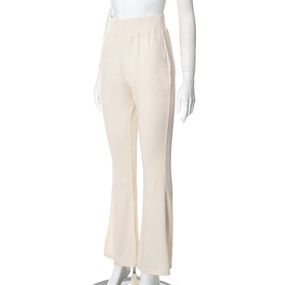 Melangé- High-Waist Elastic Long Pants