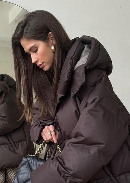 Melangé- Steppjacke mit abnehmbarer Kapuze