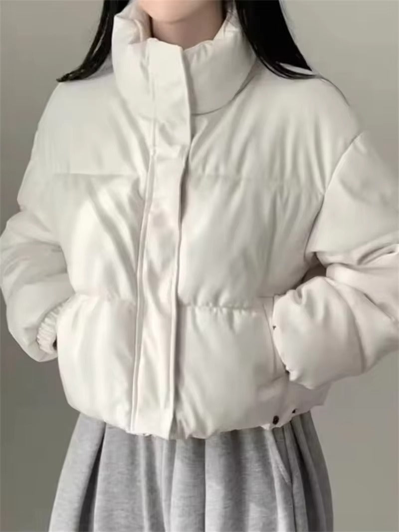 Melangé- Kunstleder Steppjacke