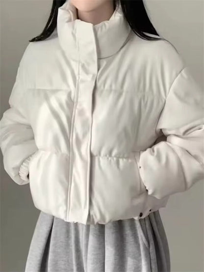 Melangé- Kunstleder Steppjacke