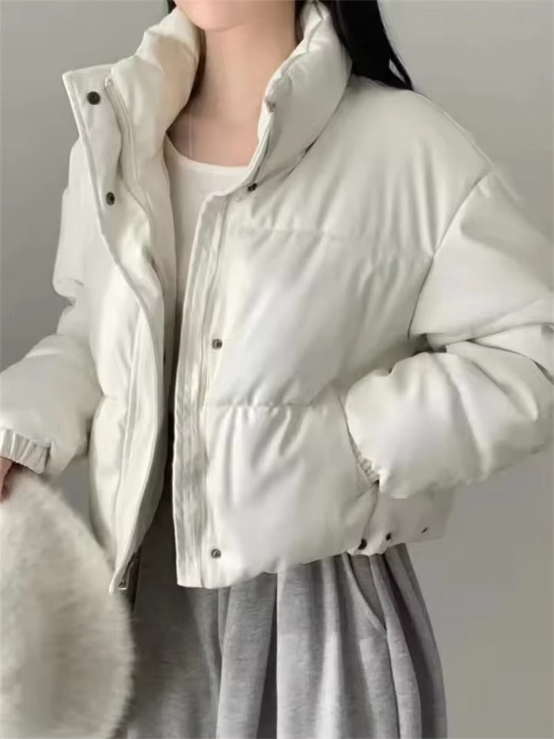 Melangé- Kunstleder Steppjacke