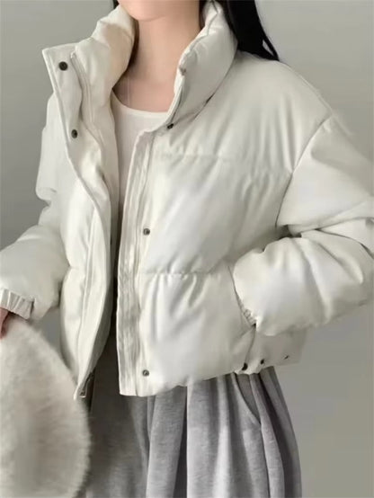 Melangé- Kunstleder Steppjacke