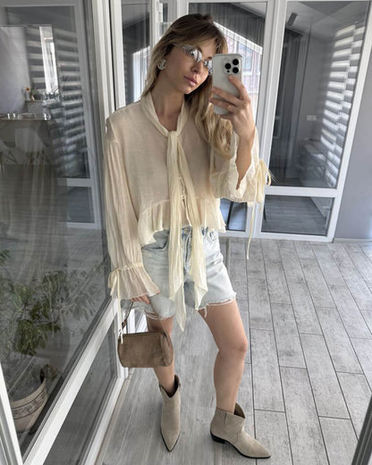 Melangé- Wildleder Mini Schultertasche