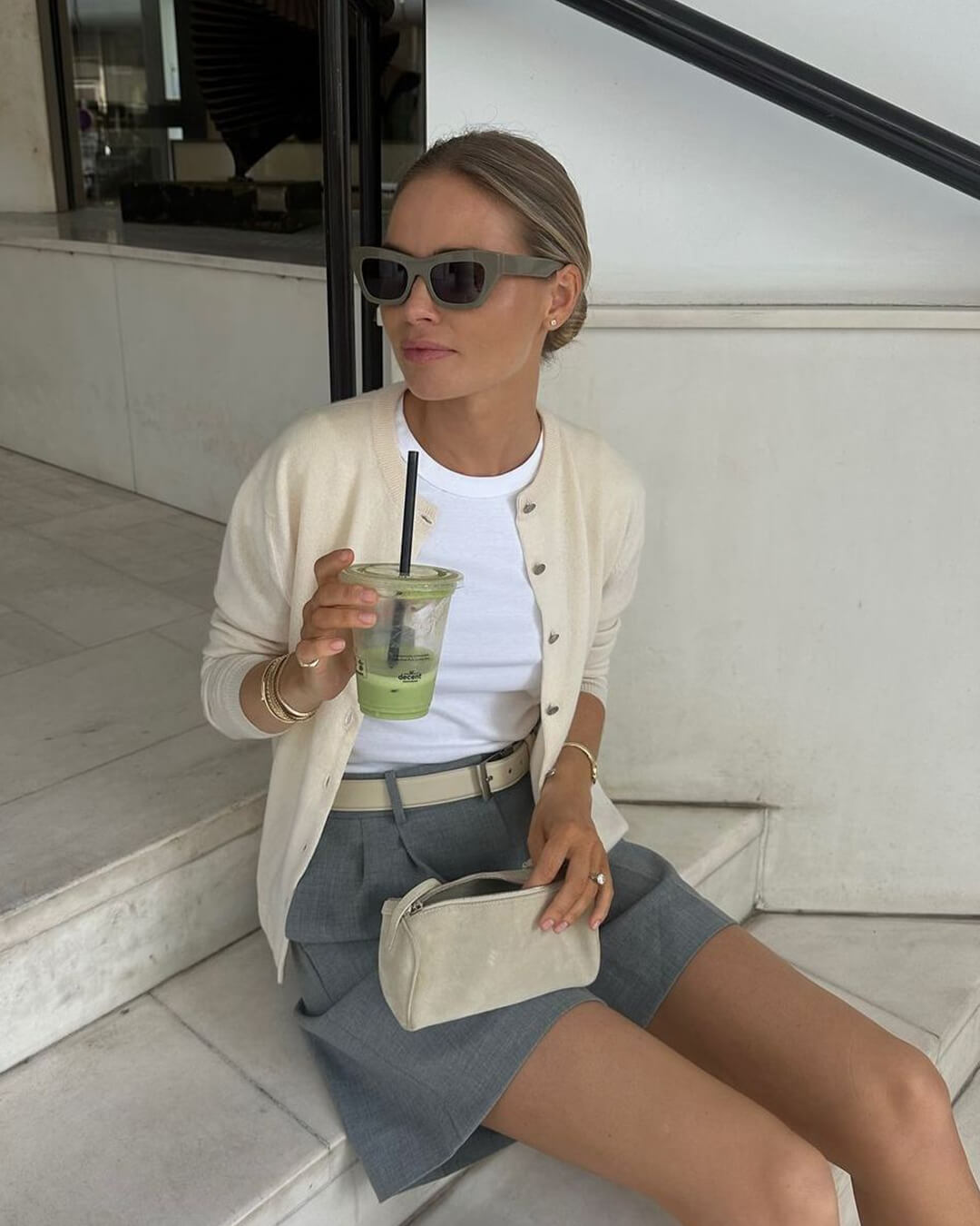 Melangé- Wildleder Mini Schultertasche