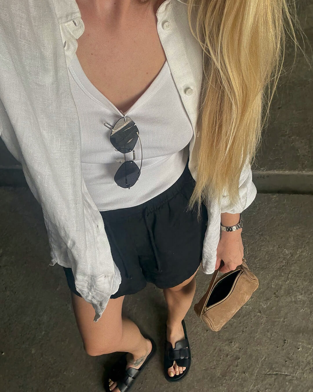 Melangé- Wildleder Mini Schultertasche