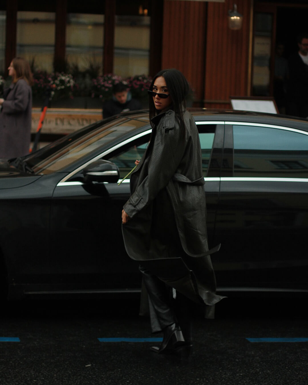 Melangé- Lange Ledermantel