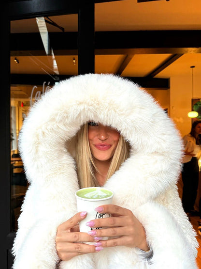 Melangé- Kunstpelz Jacke