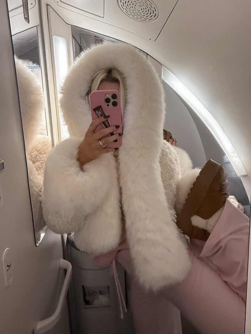 Melangé- Kunstpelz Jacke