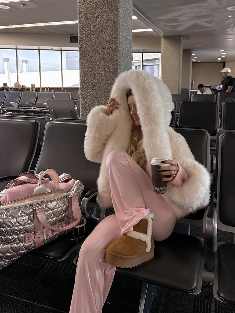 Melangé- Kunstpelz Jacke