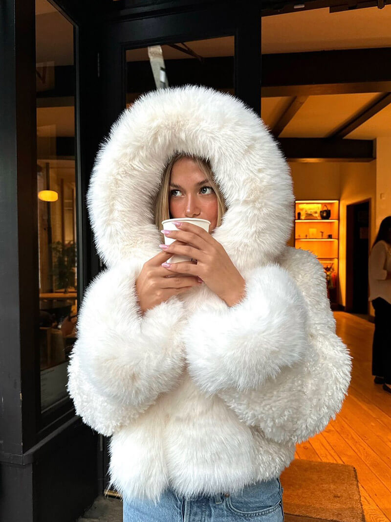 Melangé- Kunstpelz Jacke