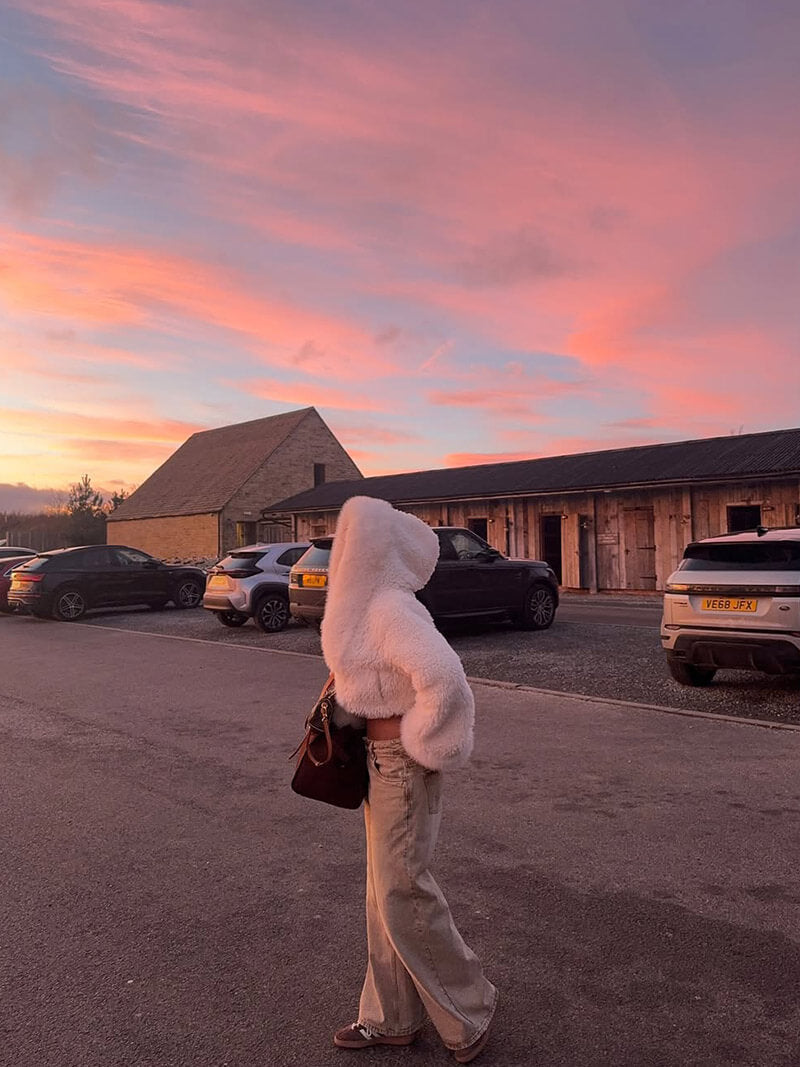 Melangé- Kunstpelz Jacke