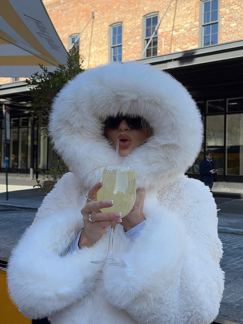 Melangé- Kunstpelz Jacke