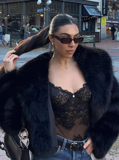 Melangé- Jenna Kunstpelz Jacke