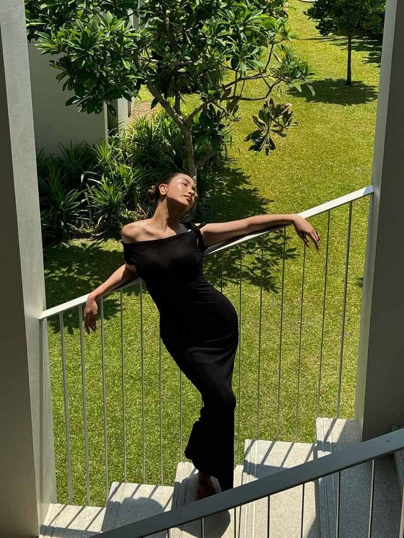 Melangé- Kylie twisted Maxikleid