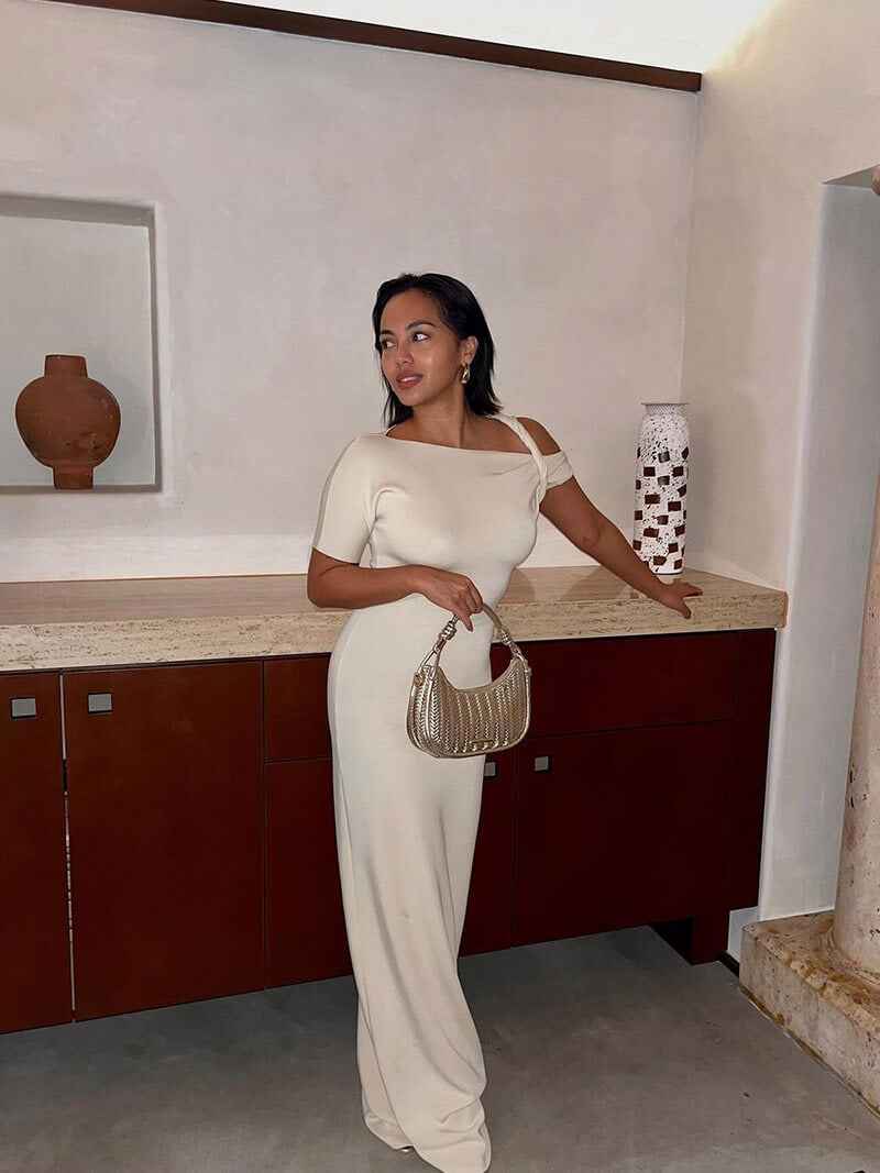 Melangé- Kylie twisted Maxikleid