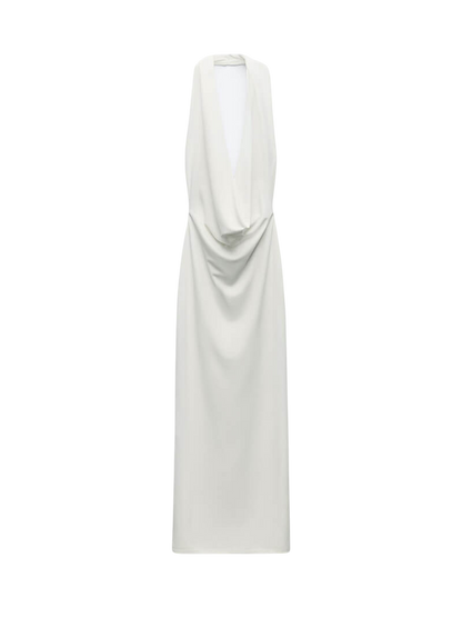 Melangé- V-Ausschnitt Maxikleid