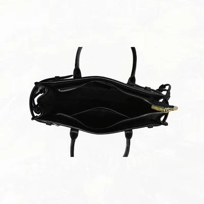 Melangé- Leder Schultertasche mit Gürtel-Detail