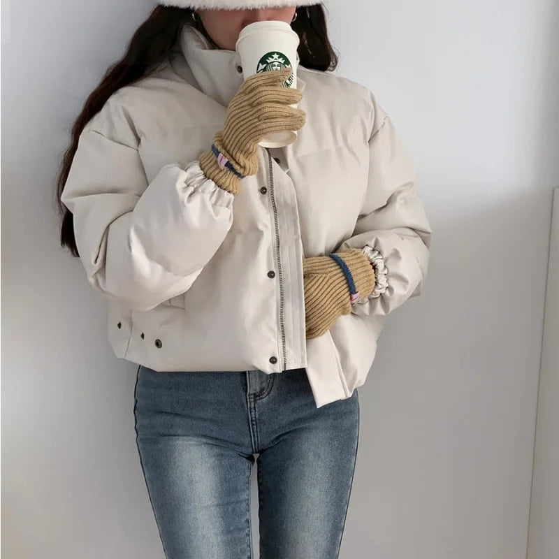 Melangé- Kunstleder Steppjacke