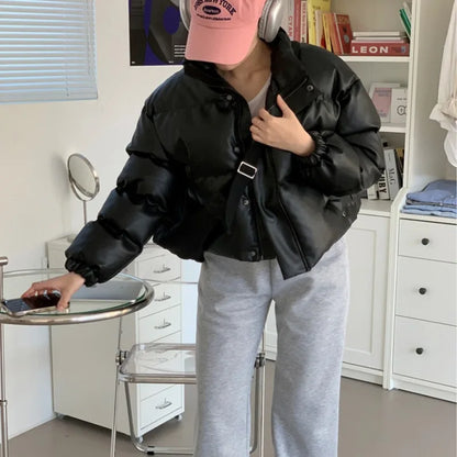 Melangé- Kunstleder Steppjacke