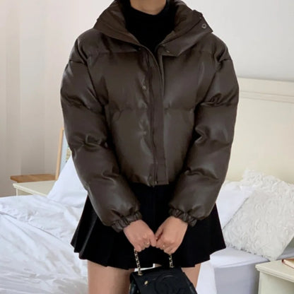 Melangé- Kunstleder Steppjacke