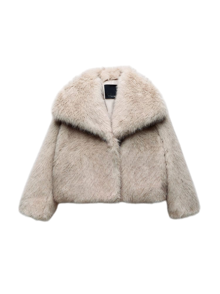 Melangé- Kunstpelzjacke