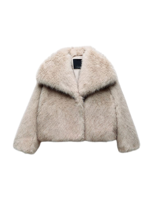 Melangé- Kunstpelzjacke