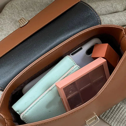 Melangé- Leder Schultertasche